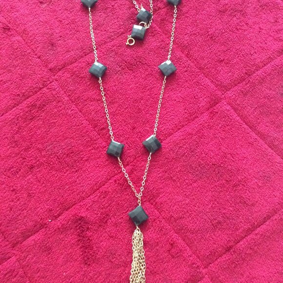 Vintage Genuine Moss Agate Gemstone Gold Chain Necklace - Picture 1 of 4